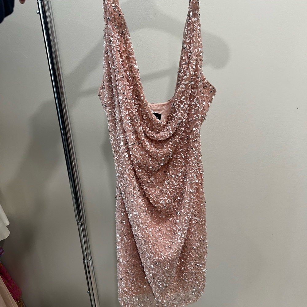 Retrofete Pink Sequin Backless Dress
